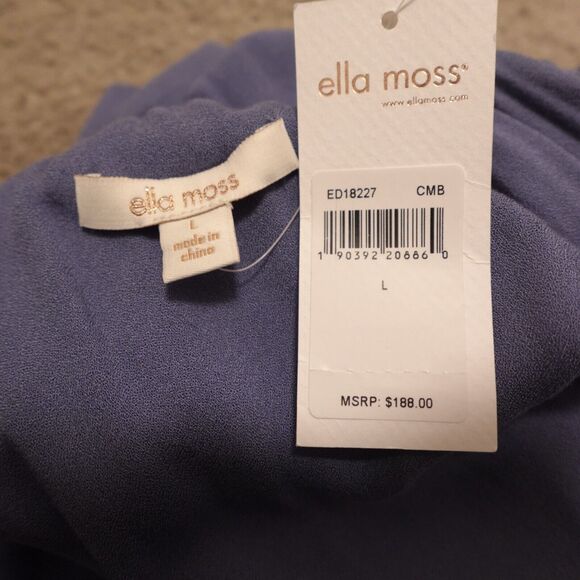Ella Moss Women Large Dress Ruffle One Shoulder Short Knee Length Blue NWT - Picture 4 of 9